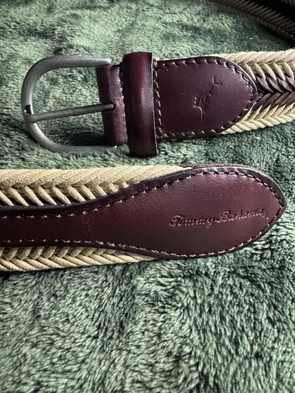 Tommy Bahama Braided Stretch Elastic and Leather Belt Size XL